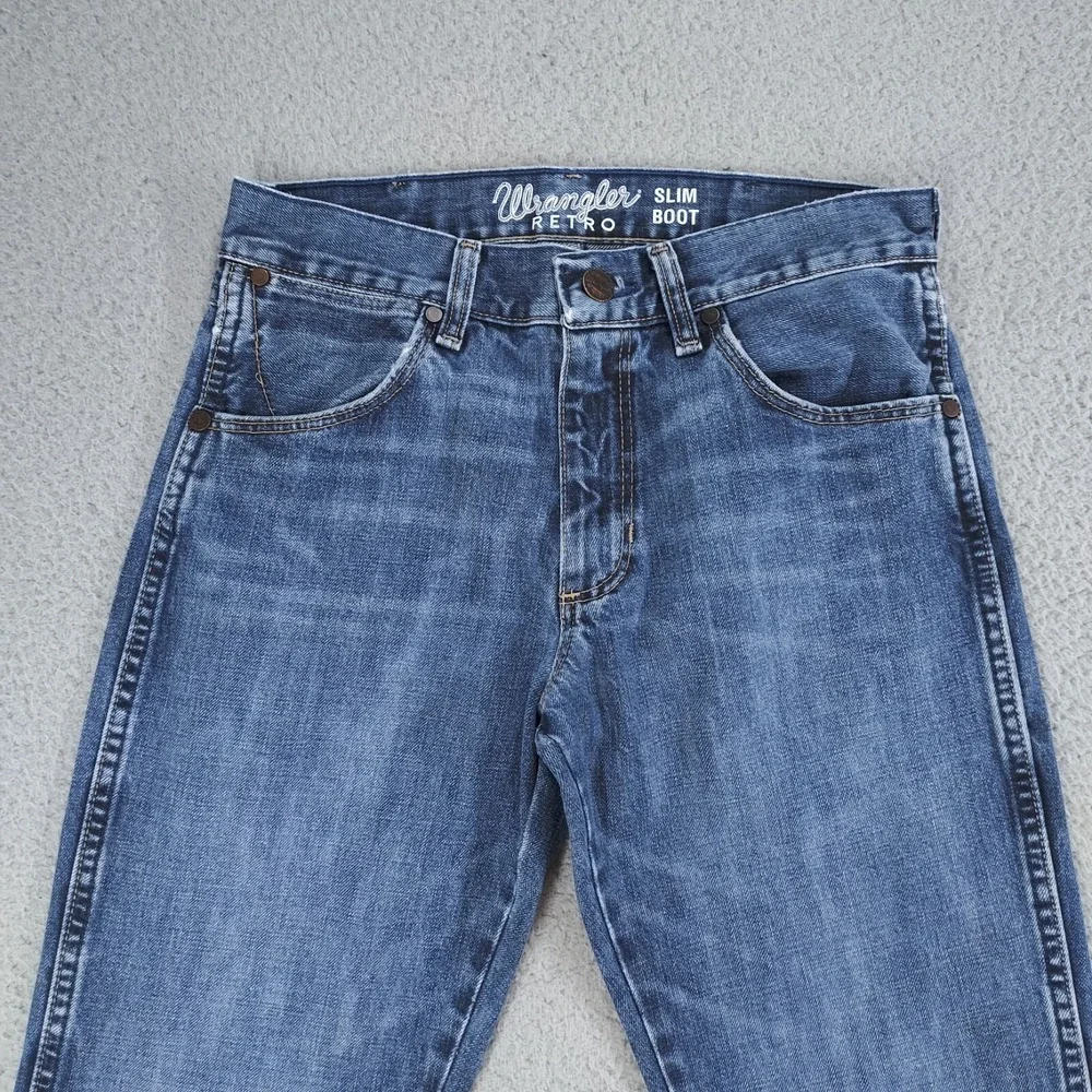 Wrangler Jeans Men 29x31 Blue Retro Slim Boot Cowboy Western Southwest Chore